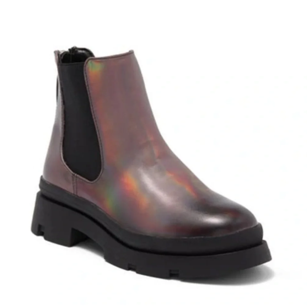 NEW Steve Madden Jteresta Metallic Ankle Boots Pewter girls size 4